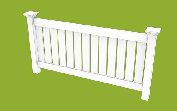Devon semi-privacy PVC fence, available in 1200mm or 1830mm high x 2400mm wide panels. Shown in classic white style. Durable, low-maintenance, withstands New Zealand’s extreme weather conditions, and can be stepped or sloped.